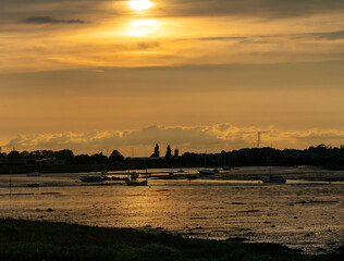 Sunset over the River Stour at Mistley in Essex, UK