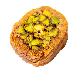 one mabrume baklava with pistachio cut out