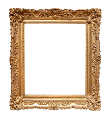 wide vertical baroque golden picture frame cutout