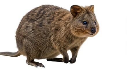 Cute Quokka Portrait Smiling in Isolated White Background Nature