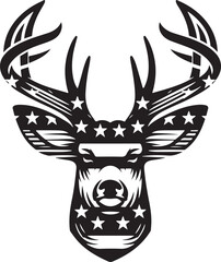 American Flag Deer Silhouette on Transparent Background