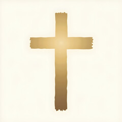 Simple Cross Illustration in Gold Tones on Light Background