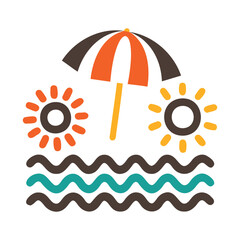 Sun Umbrella and Waves Icon