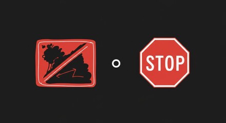 Illustration Stop Sign Red Warning Graphic Icon Prohibition Restriction