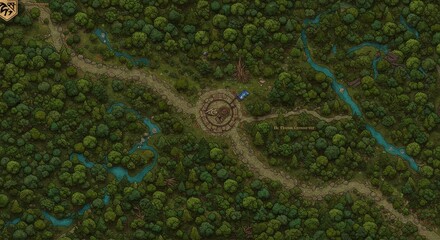 Obraz premium Detailed Fantasy World Map Forest Landscape Vintage Topography Terrain