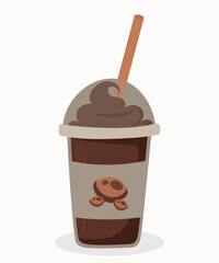 Flat Design Illustration with Ice Cream Milkshake at Chocolate  Taste