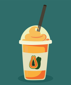 Flat Design Illustration with Ice Cream Milkshake at Pappaya Taste
