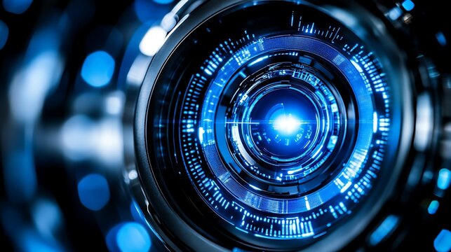 Futuristic Technology: Close-Up of Advanced Cybernetic Eye or Camera Lens