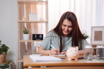 Woman Financial Working Planning Saving Accounting Businesswoman Report Female Office, Professional...