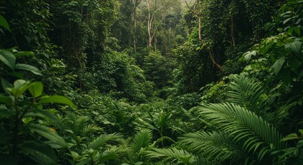 Fototapeta premium Lush Green Jungle Forest Dense Vegetation Outdoors Landscape