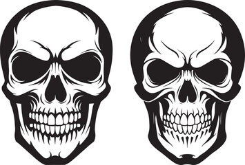 Skull Black White Art Design Illustration Spooky Graphic Vector Drawing