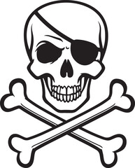 Skull and Crossbones Icon – Pirate Symbol, Danger Sign, Toxic Warning, Hazard Illustration, Skeleton Art, Halloween Graphic, Spooky Emblem, Black and White Bones Design
