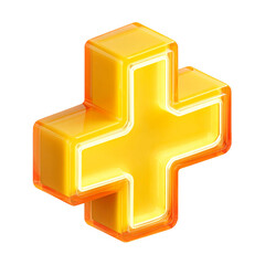 Obraz premium Yellow Neon Cross 3D Render Abstract Design,