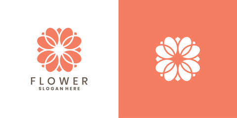 Minimalist flower logo design with symmetrical petal shape
