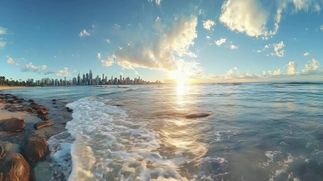 Stunning Sunset over Gold Coast Cityscape