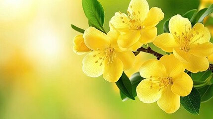 Obraz premium Vibrant yellow blossoms in soft focus.