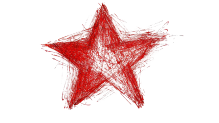 Grunge Scribble Star Drawn with Red Marker in Rough Hand-Drawn Style Isolated on White Background