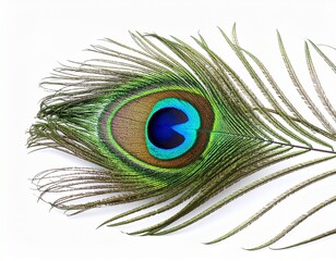 Fototapeta premium peacock feather on white background