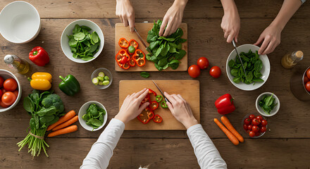 Healthy Cooking A Group Effort - Preparing a Delicious and Nutritious Salad Together