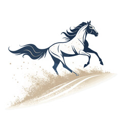 Black vector silhouette of a running horse, symbol of the 2014 Year of the Horse