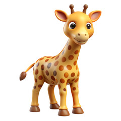 3d Cute baby giraffe cartoon vector illustration isolated on white