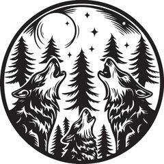 A striking black and white vector tree silhouette illustration featuring a wild animal head design, perfect for tribal tattoo art or nature-inspired logos
Black and white vector tree silhouette illust