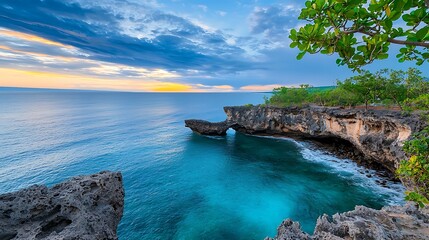 Stunning Cliffside View of Nusa Penida at Sunset
