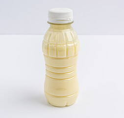 plastic bottle with drinking yogurt on a white background, isolate