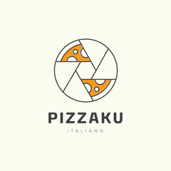 Pizza branding line logo design graphic vector