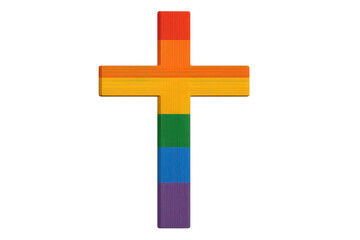 Obraz premium Rainbow-Colored Christian Cross Symbol with Transparent Background