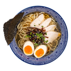 Isolated portion of japanese ramen soup