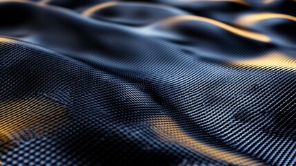 Naklejka premium Abstract Black Surface with Wavy Texture and Golden Highlights