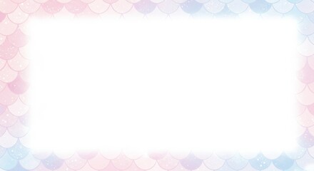 Illustration of Fish Scale Frame Pink and Blue Gradient Background