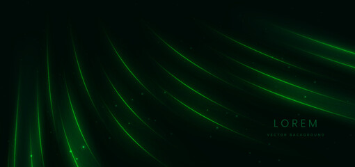 Green elegant background wiht green light beam. Hi speed motion moving concept on black background.