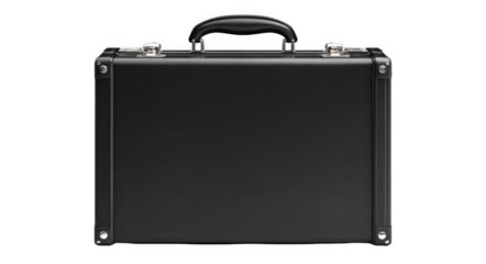 Black briefcase isolated on a white background, png, transparent
