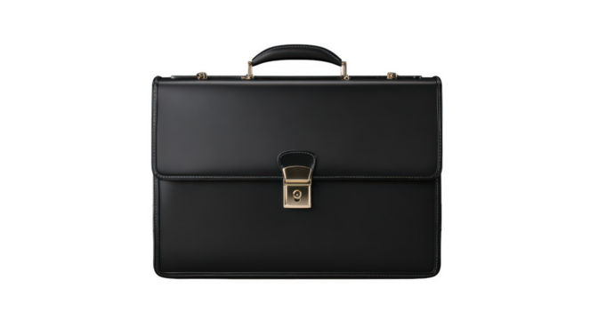 Black briefcase isolated on a white background, png, transparent