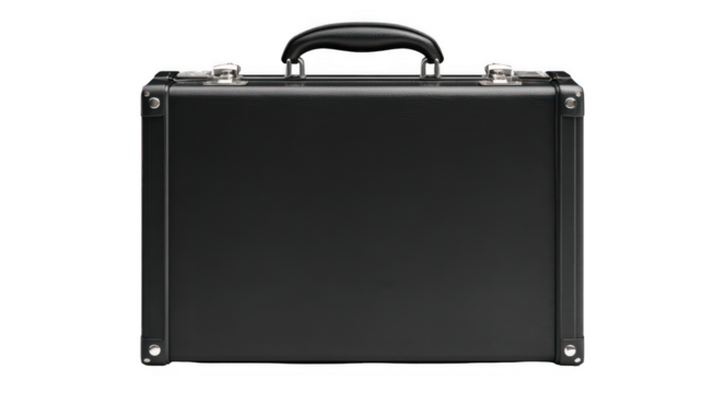 Black briefcase isolated on a white background, png, transparent
