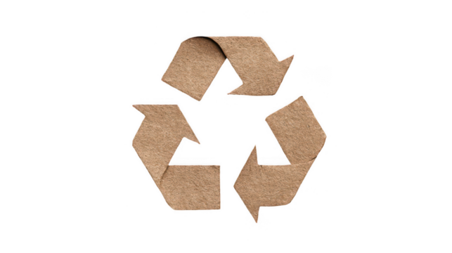 the recycling symbol made from brown paper, png, transparent