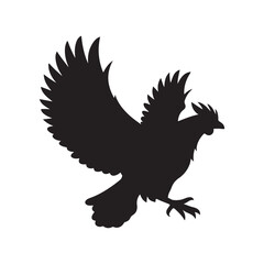 Chicken flying silhouette vector illustration isolated on white background