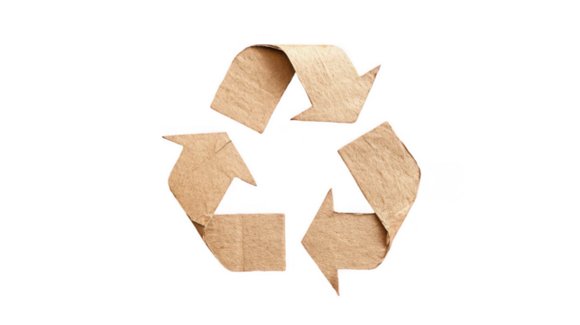 the recycling symbol made from brown paper, png, transparent