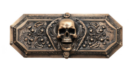 Small coffin with a skull, isolated on a white background, png, transparent