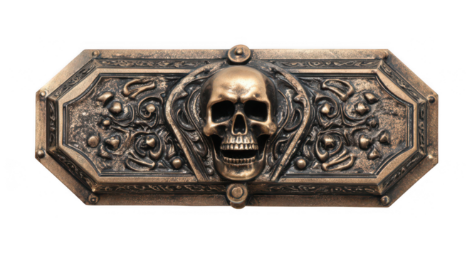 Small coffin with a skull, isolated on a white background, png, transparent - Powered by Adobe