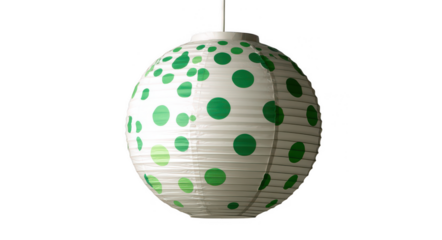 White paper lantern with green dots, isolated on a white background, png, transparent
