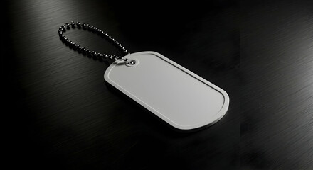 Fototapeta premium Blank Military Dog Tag Mockup on Dark Surface Perfect for Personalization and Branding