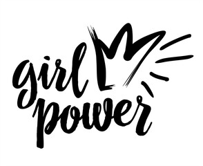 illustration in simple style with hand lettering phrase girl power stylish print for poster or t-shirt feminist quote and woman motivational slogan