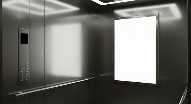 Blank Elevator Advertisement Mockup Modern Interior Design