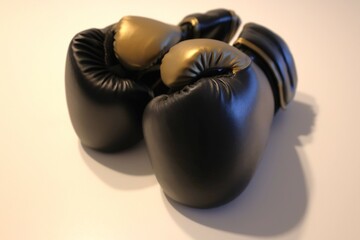 boxing gloves gold and black color on isolated white background