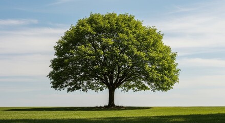 Landscape Photo Green Tree Under Blue Sky Wide Open Field