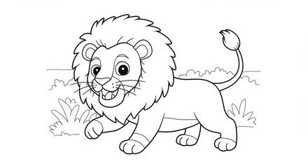 Lion Outline Illustration Ready For Coloring Fun Activity