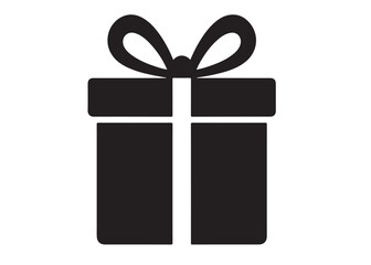 Present gift box logo silhouette vector, Gift box icon logo silhouette, merry christmas and happy new year gift box silhouette logo vector illustration on a white background.